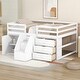 preview thumbnail 2 of 6, Full Size Pine Wood Loft Bed with Three Drawers, Cabinet, and Clothes Hanging Staircase