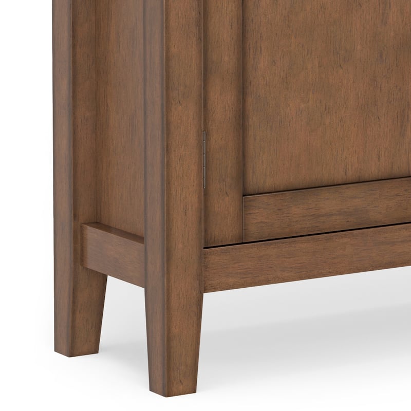 Wyndenhall Mansfield 36 inch Wide Solid Wood Transitional Entryway Storage Cabinet in Rustic Natural Aged Brown