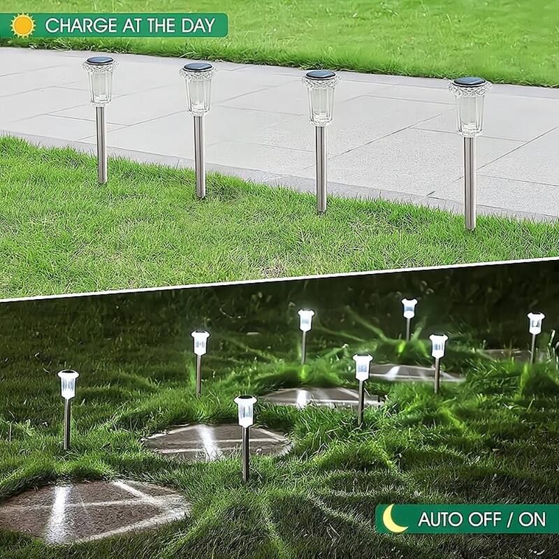 12 Pack Solar Pathway Lights Outdoor Waterproof LED for Yard, Garden, Driveway, Walkway, Patio, Lawn, Path - White