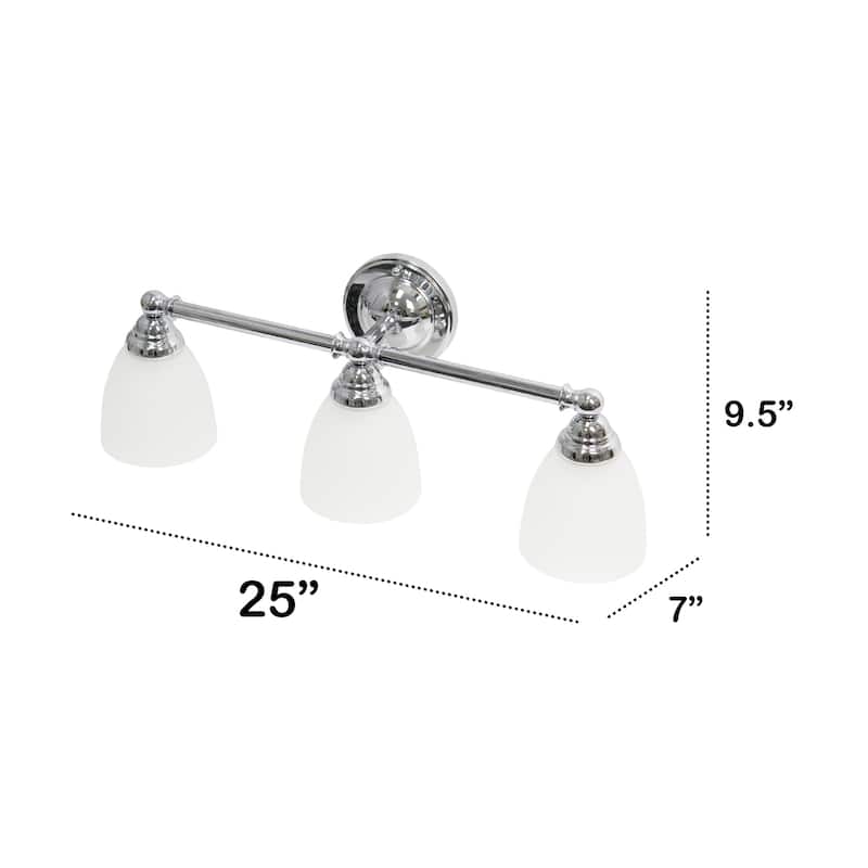 3-Light Vanity Light - Metal & Glass Shade Uplight Downlight - Bathroom, Hallway, Entryway Fixture - 9.5