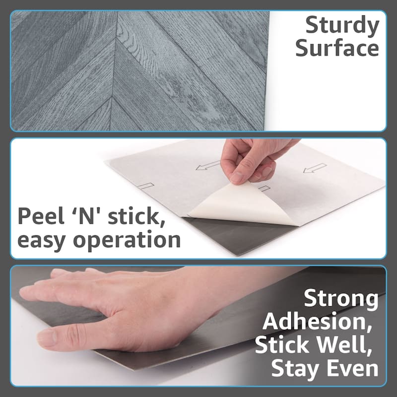 Art3d 12''X12'' Herringbone Peel and Stick Vinyl Floor Tiles,30-Pack