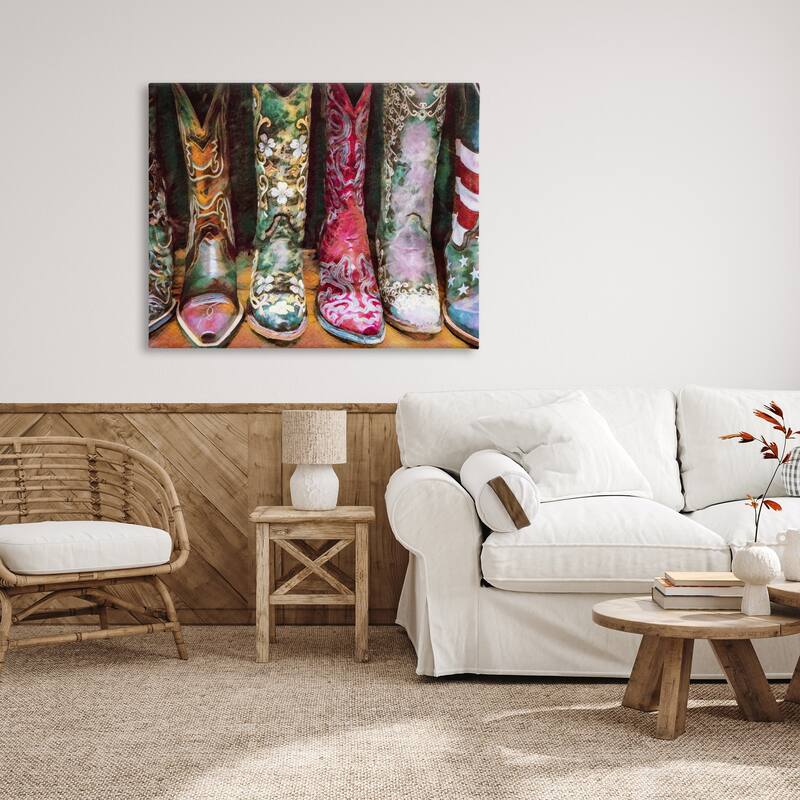 Stupell Cowboy Boots Various Bold Designs Americana Apparel Canvas Wall Art, Design by Graffitee Studios