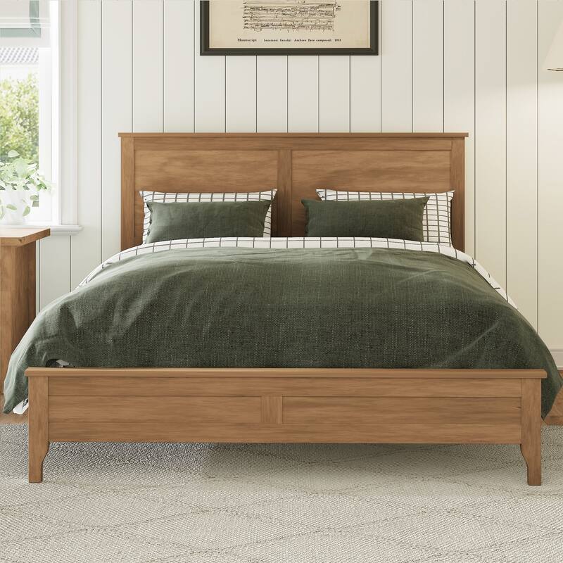 Modern Solid Wood Full Size Platform Bed with Sturdy Wooden Slats Support,No Box Spring Needed, Seadrift