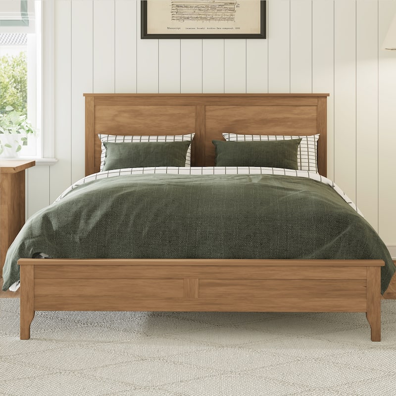 Solid Wood Full Size Platform Bed with Sturdy Wooden Slats, No Box Spring Needed, Seadrift Finish