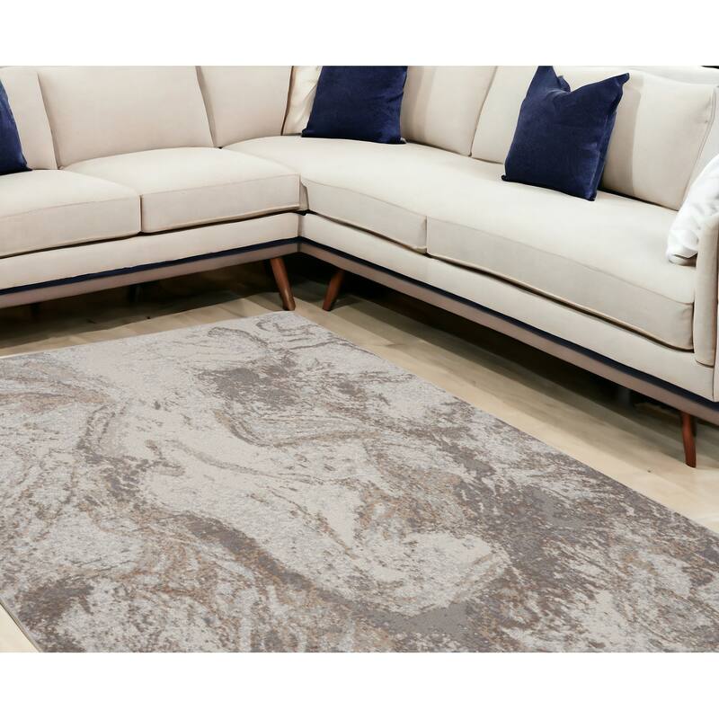 Power Loomed Abstract Modern Non Skid Low Pile Area Rug - 144' X '108' X '0.25 - 144' X '108' X '0.25 - Lavender/Ivory - Rectangle