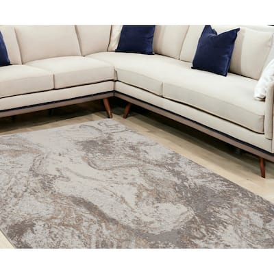 Power Loomed Abstract Modern Non Skid Low Pile Area Rug - 144' X '108' X '0.25