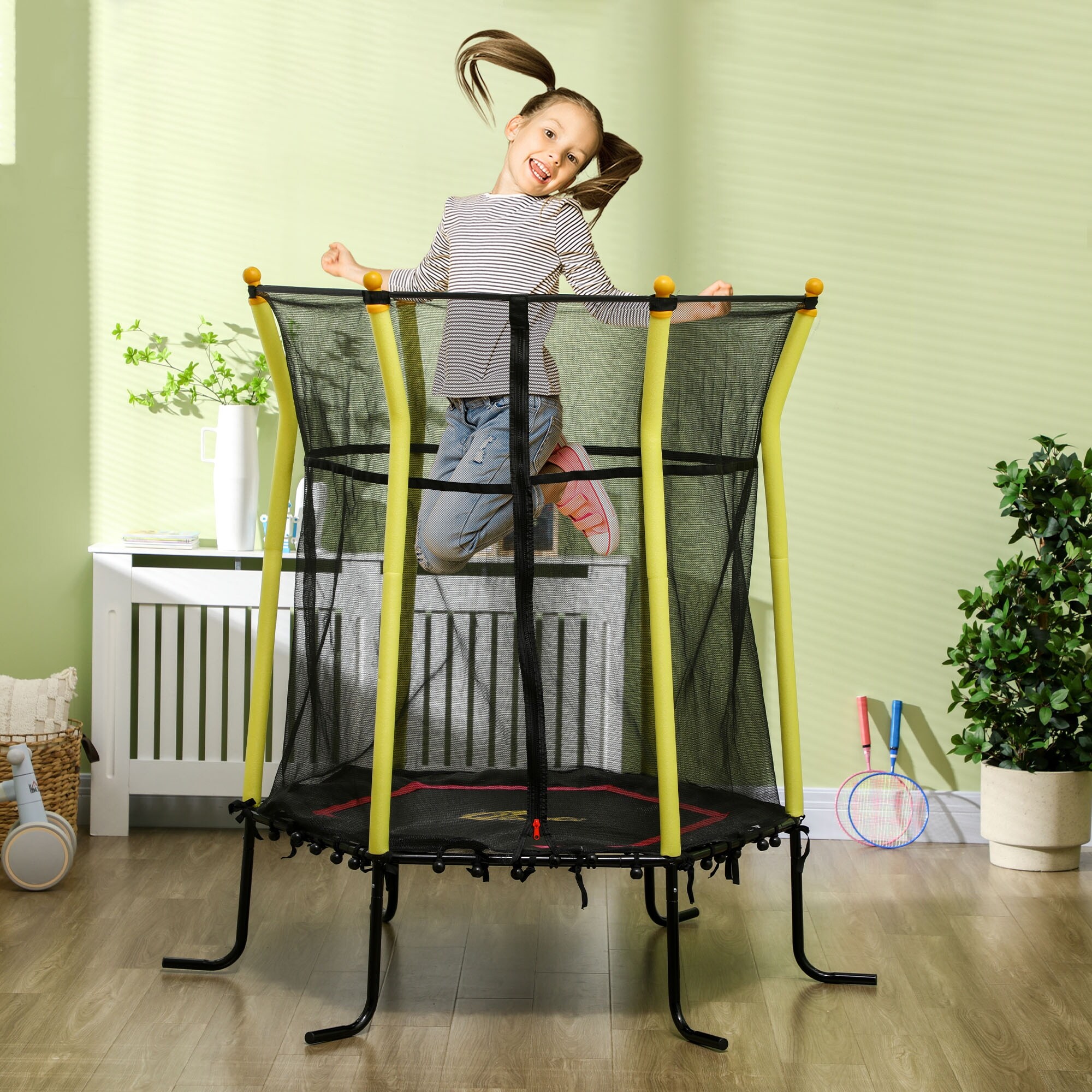 Qaba 5.2 Kids Small Trampoline with Enclosure Springfree Toddler Trampoline with Net for Single Jumper