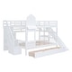 preview thumbnail 6 of 64, Full over Full Size Solid Wood Castle Style Bunk Bed with 2 Drawers 3 Shelves and Slide for Kids, Bedroom