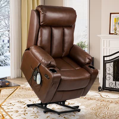 Modern Reclining Chair Faux Leather Massage