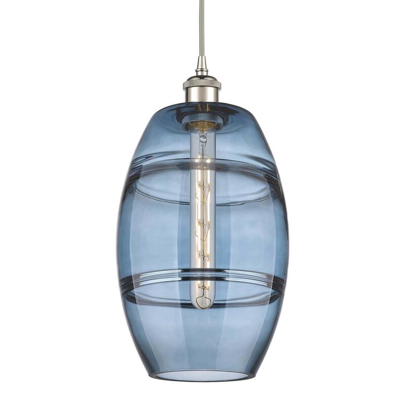 Innovations Lighting 516-1P-10-8 Vaz Pendant Vaz 8" Wide Mini Pendant - Polished Nickel / Princess Blue