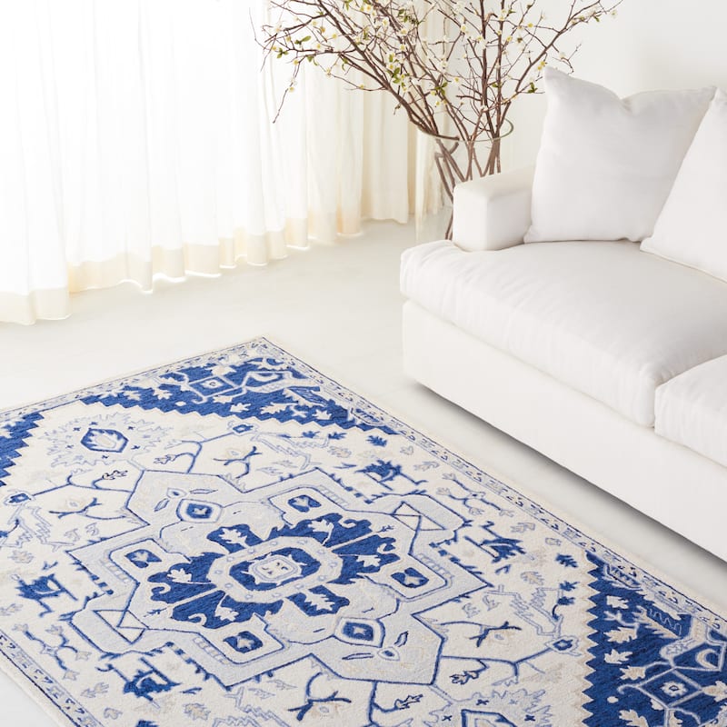 Lauren Ralph Lauren, Handmade Gunnhild Wool Rug - 5' x 8' - Ivory/Navy