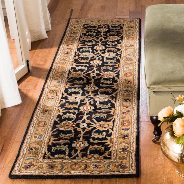 SAFAVIEH Handmade Classic Clotilda Traditional Oriental Wool Rug - 2'3" x 12' Runner - Black/Gold
