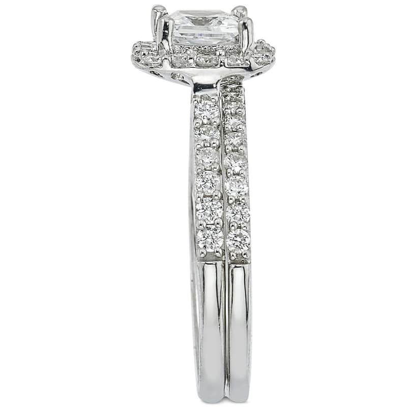 2 ct Princess Cut Halo Diamond Engagement Ring Wedding Set White Gold