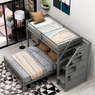 Twin over Full Loft Bed with Staircase - Bed Bath & Beyond - 35378324