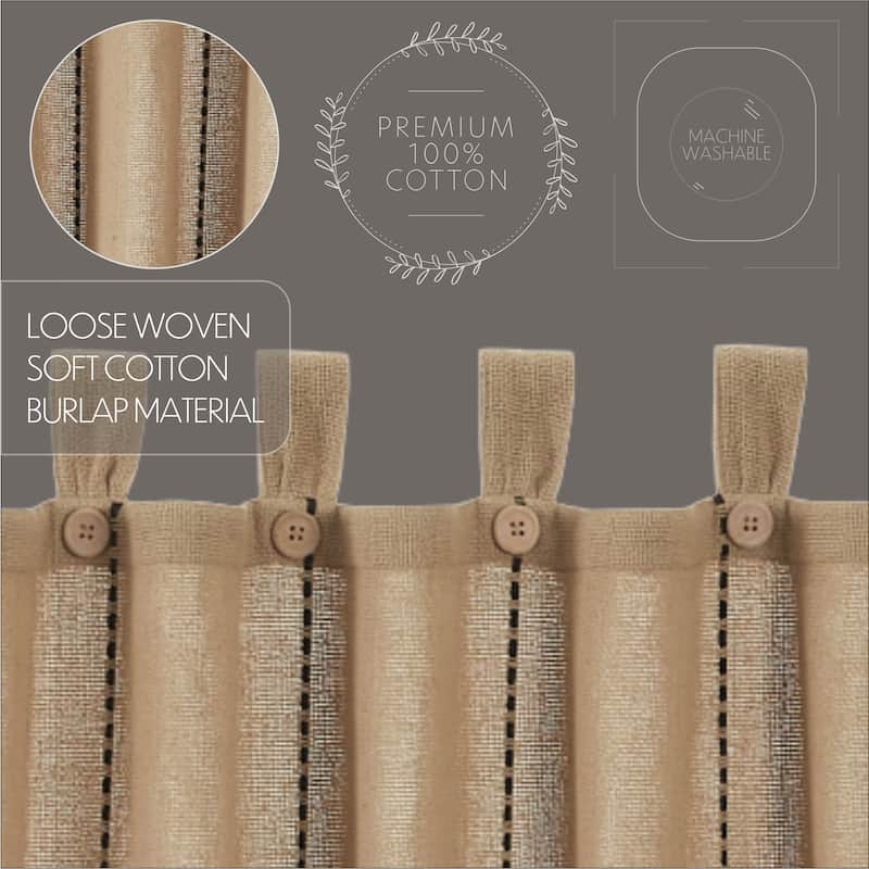 Stitched Burlap Natural Valance 16x60 - M