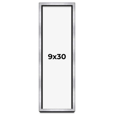 9x30 Shadow Box Frame Silver | 1.375 Inches Deep Real Wood