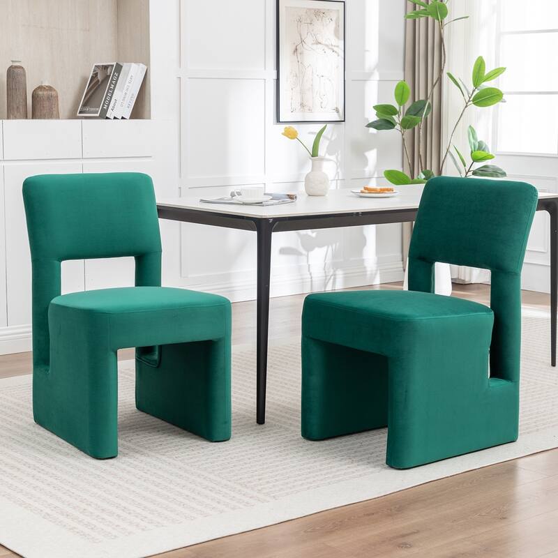 SEYNAR Modern Velvet Upholstered Armless Dining Chair Set of 2