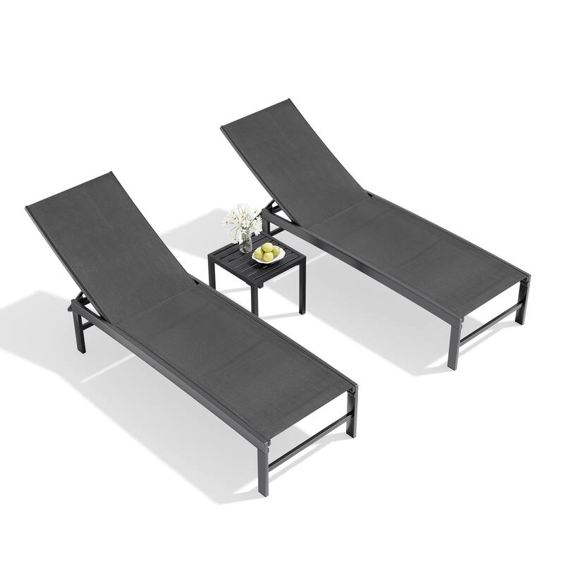 Outdoor Chaise Lounge Set Patio Adjustable Chaise Lounge Chairs with Side Table