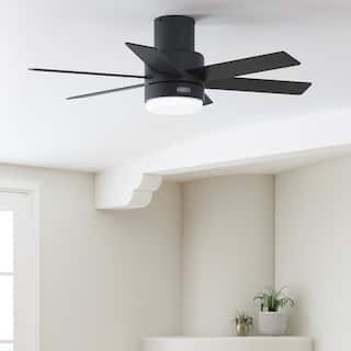 Hunter Mathers Low Profile Ceiling Fan with LED Light, Handheld Remote Modern Contemporary, Transitional