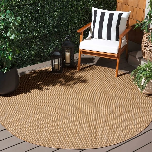 slide 2 of 2, SAFAVIEH Courtyard Jonell Indoor/ Outdoor Patio Backyard Rug - Natural/Cream [7'10" Round] - 7'10" Round