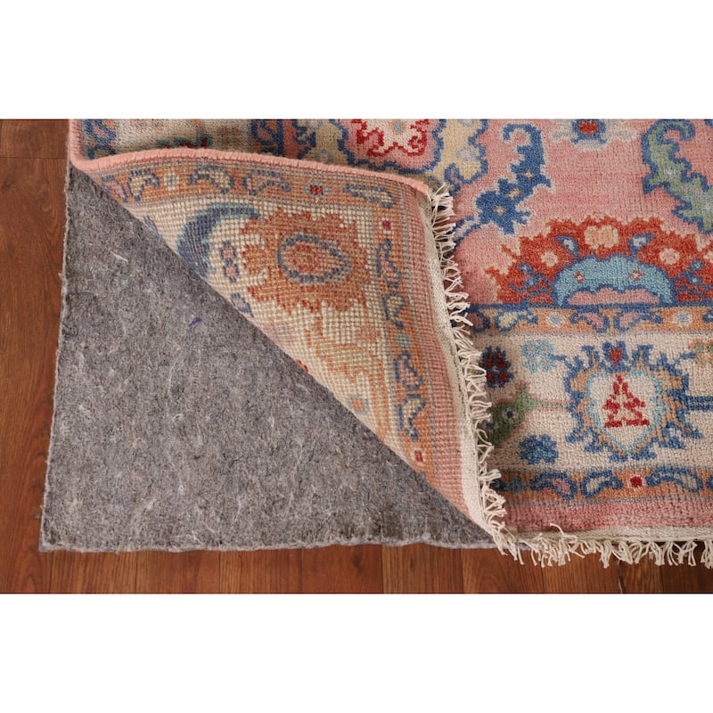 Floral Oushak Oriental Area Rug Hand-Knotted Wool Carpet - 4'0"x 5'9"