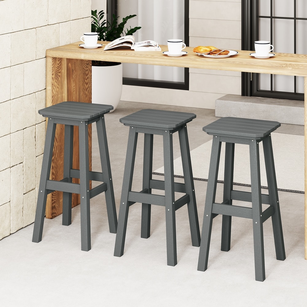 Laguna Hdpe All Weather Outdoor Patio 29" Square Bar Stool (Set Of 3)