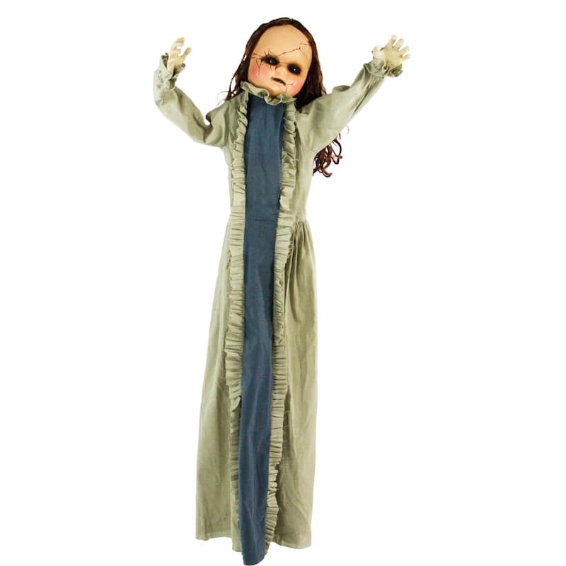 Haunted Hill Farm 5-Ft. Animatronic Zombie, Indoor/Outdoor Halloween Decoration, Flashing Red Eyes, Poseable, Battery-Operated