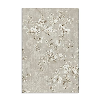 Stupell White Flowers over Damask Canvas Wall Art Design By LSR Creative Studio