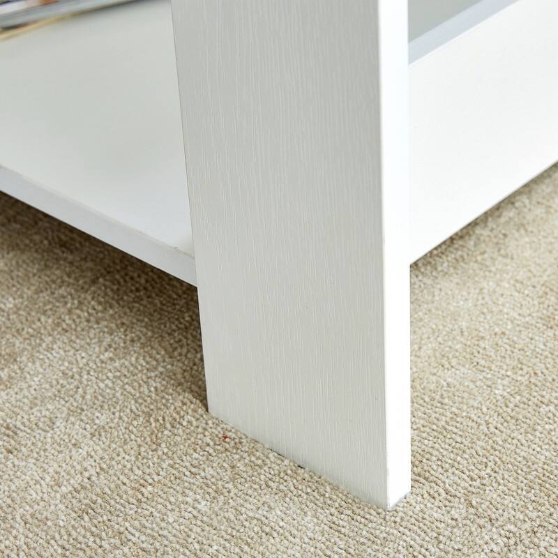 A modern and practical white coffee table and coffee table