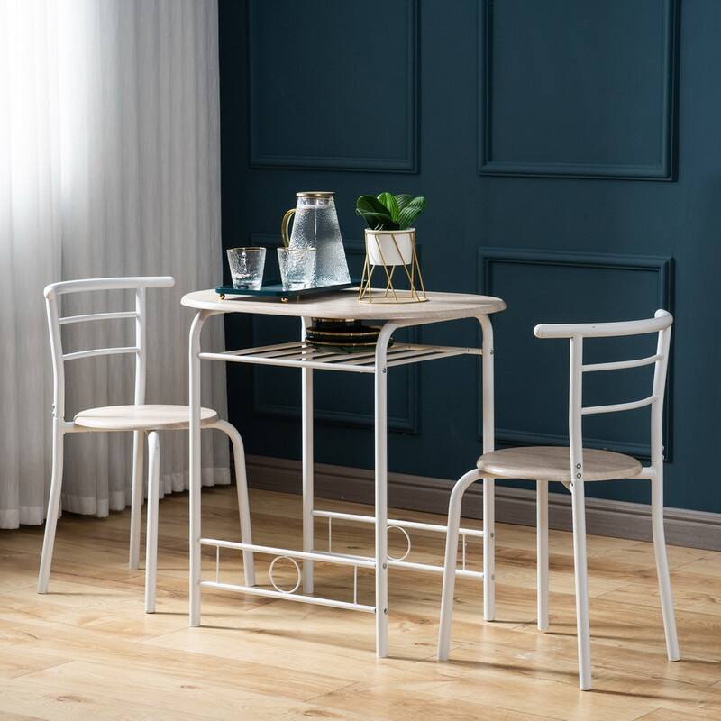 Lacquer Couples Bending Back Breakfast Table Dining Set White (Set of 3)