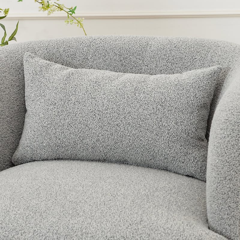 KINWELL 34" Sherpa Swivel Accent Chair Boucle Upholstered Armchair