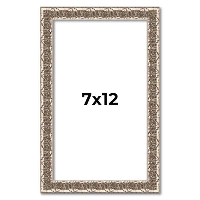 7x12 Frame Silver Versailles Ornate Solid Wood Picture Frame | 1 Inch