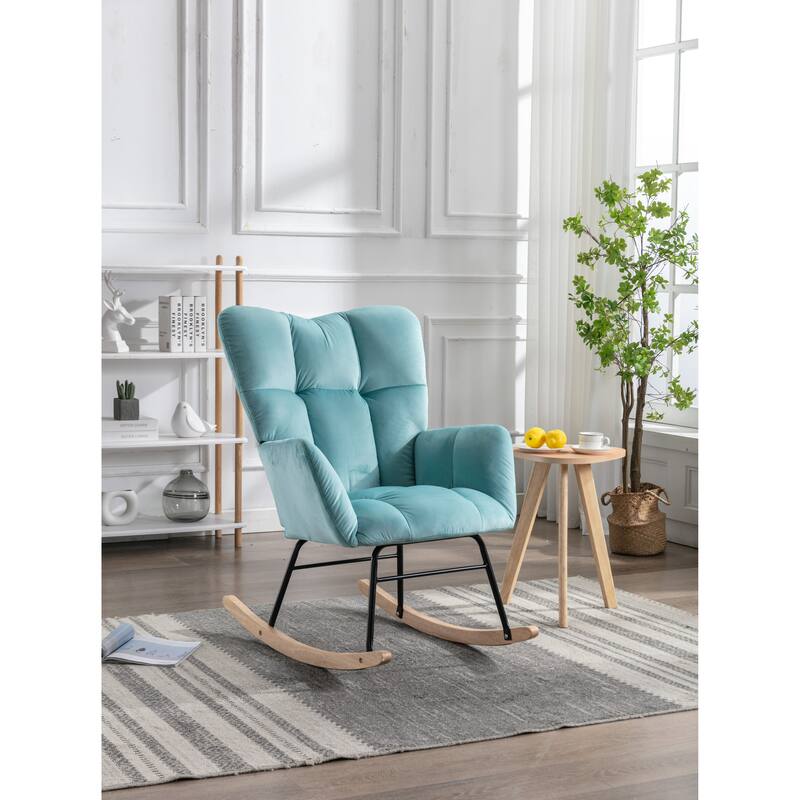 31.5" High Back Buttons Tufted Rocking Chair