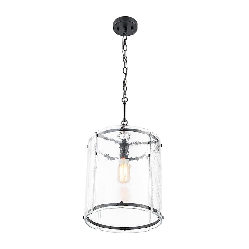 12.6''W Modern 1-Light Water Rippled Glass Pendant - 14.6in