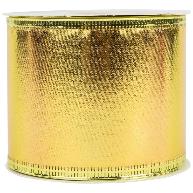 Shimmering Gold Metallic Wired Craft Christmas Ribbon 2.5" x 10 Yards - 2.5" x 10 Yards