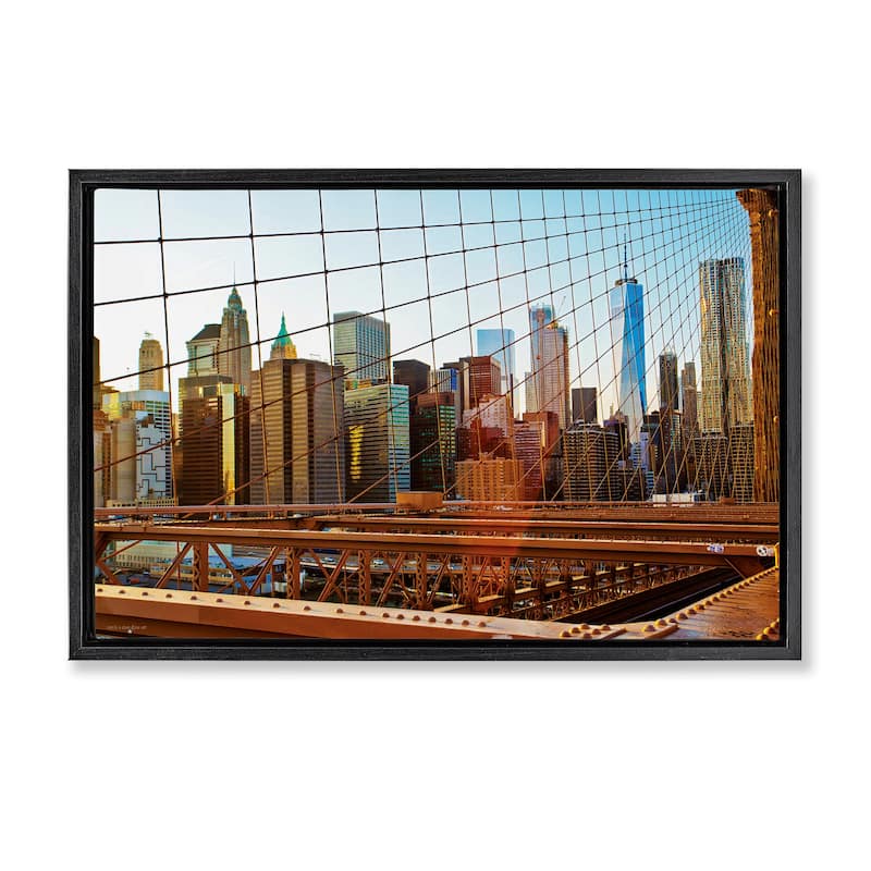 Stupell Cityscape Through Bridge Framed Floater Canvas Wall Art Design By Seven Trees Design - 25 x 17 - Black