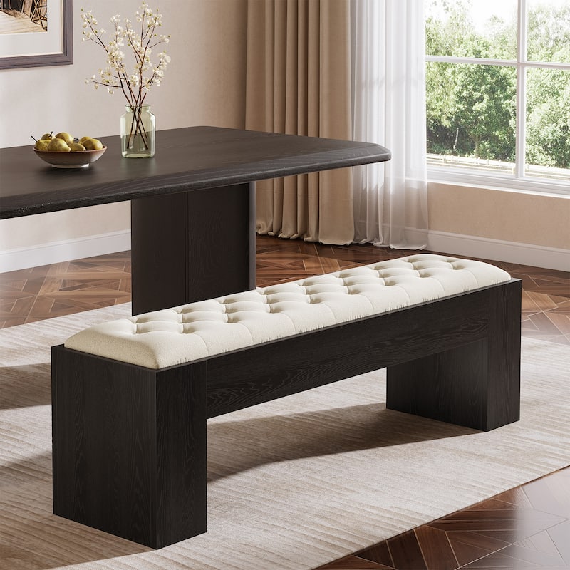 55" Upholstered Dining Bench, Long Table Seat for Living Room - Black