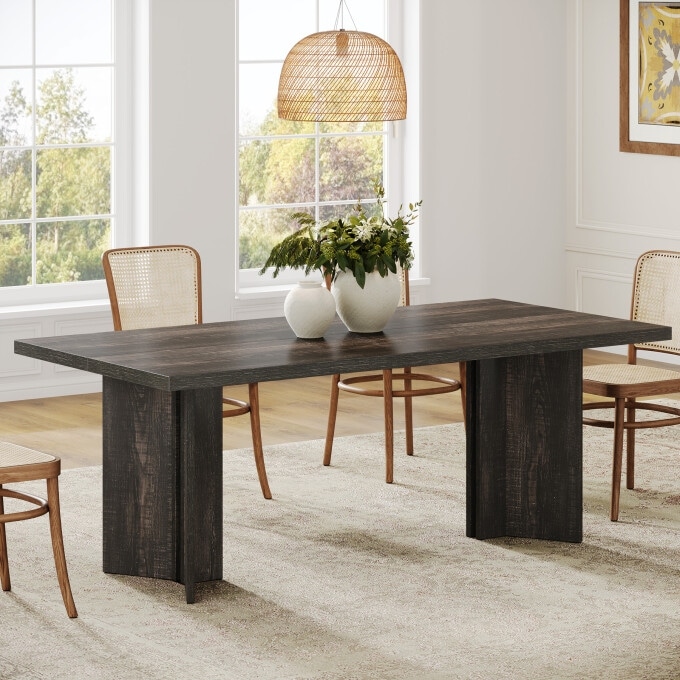 63-inch Rectangular Dining Table with Heavy-Duty Base