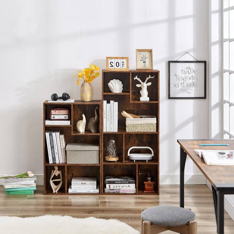 VECELO Wide Wood Organizer Bookcase Sets