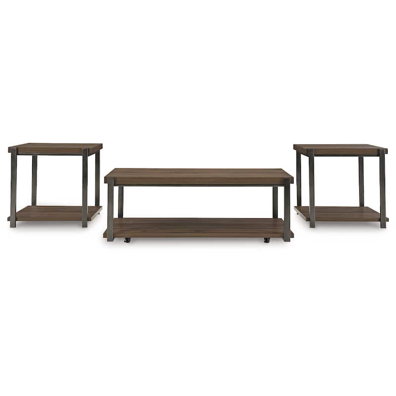 Signature Design by Ashley Trindwick Brown/Gray Table (Set of 3) - 47.25" W x 25.13" D x 18.13" H