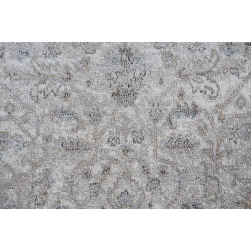 Eno Lyra Ivory, Gray, and Beige Viscose Area Rug - 2' x 6' Runner