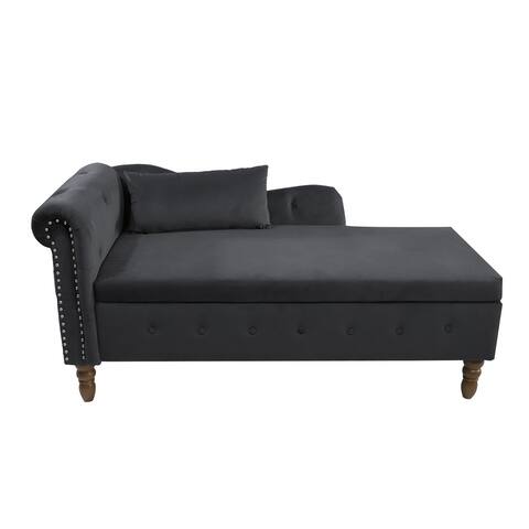 Velvet Lounge Recliners with Storage & Pillow, Nailhead Trim