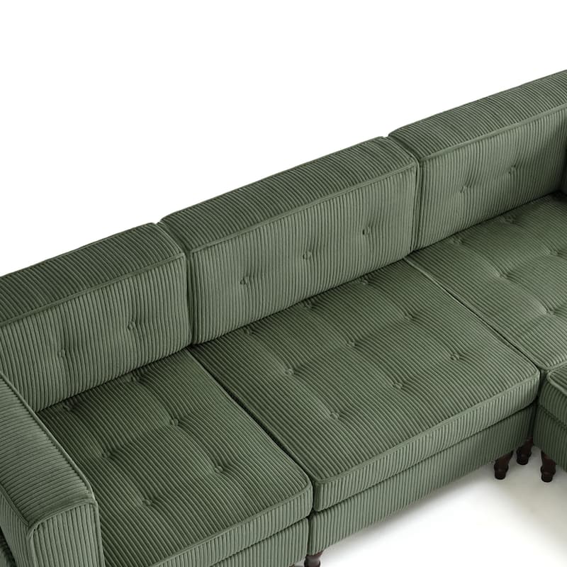 Oversized Sofa Corduroy Tufted Modular Sectional Set