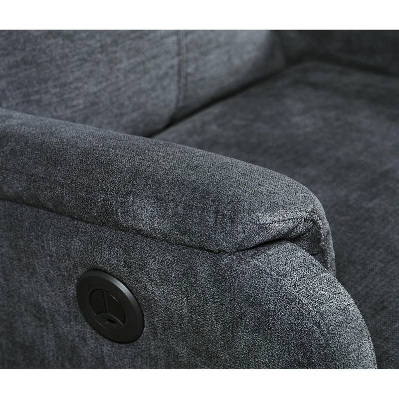 Modern Contemporary Power Recliner Blue with USB Charger