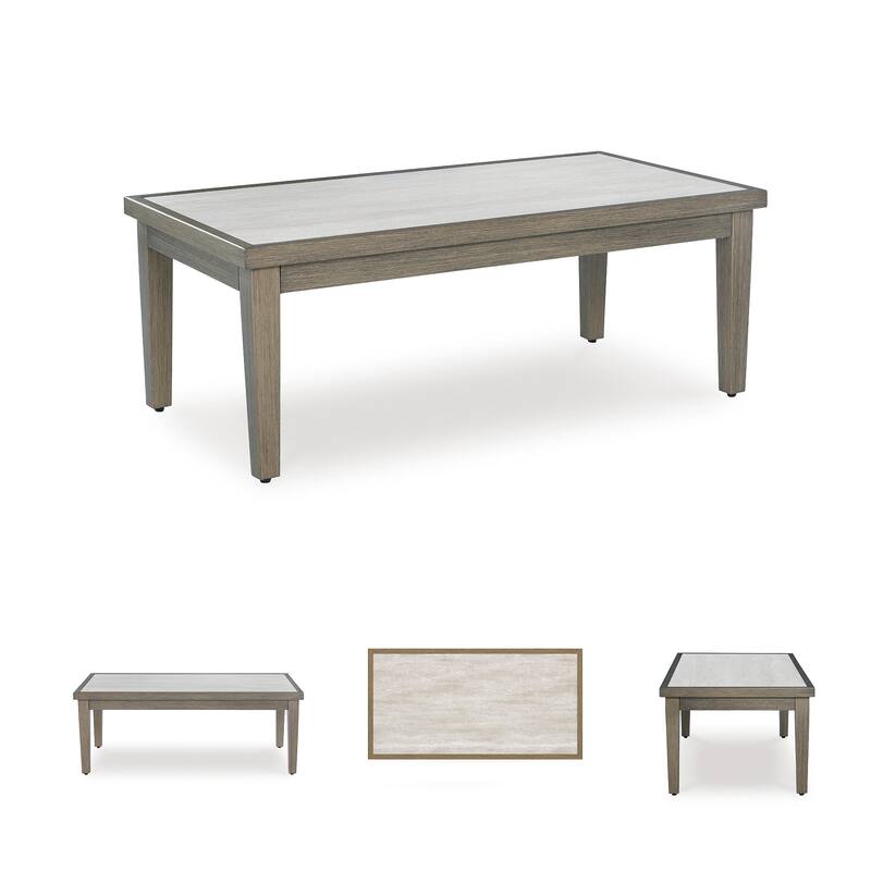 Signature Design by Ashley Rainier Ranch Brown/Beige Outdoor Coffee Table - 48.9" W x 25.28" D x 18.5" H