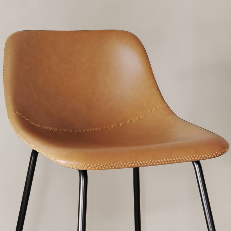 Modern 24.in Counter Height Bar Stool with PU Leather and Metal Frame Barstools for Kitchen Island