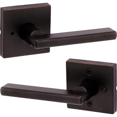Kwikset Halifax Interior Privacy Door Handle with Lock, Door Lever For Bathroom and Bedroom, Venetian Bronze