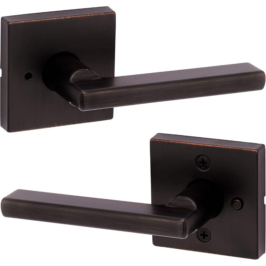 Kwikset Halifax Interior Privacy Door Handle with Lock, Door Lever For Bathroom and Bedroom, Venetian Bronze