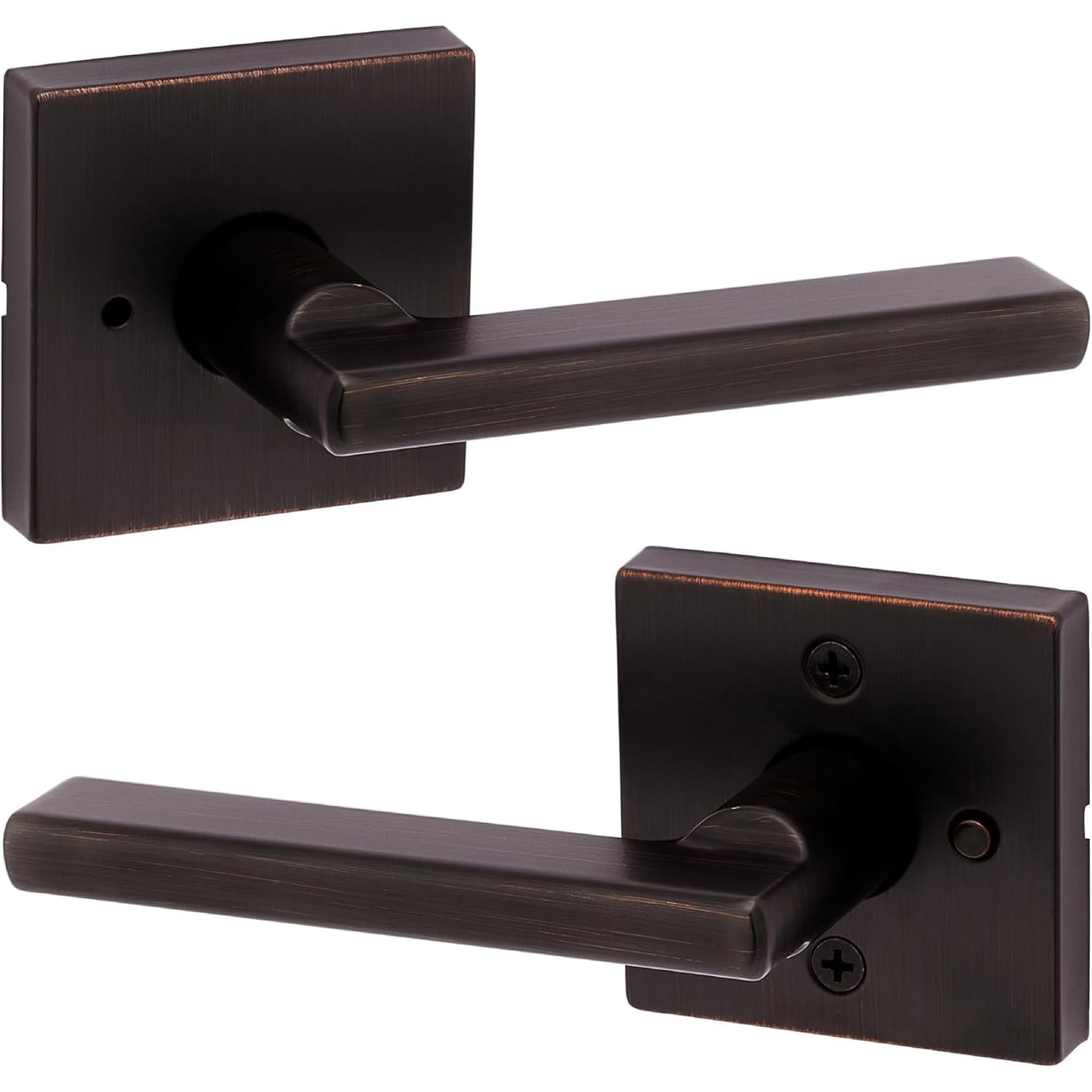 Kwikset Halifax Interior Privacy Door Handle with Lock, Door Lever For Bathroom and Bedroom, Venetian Bronze
