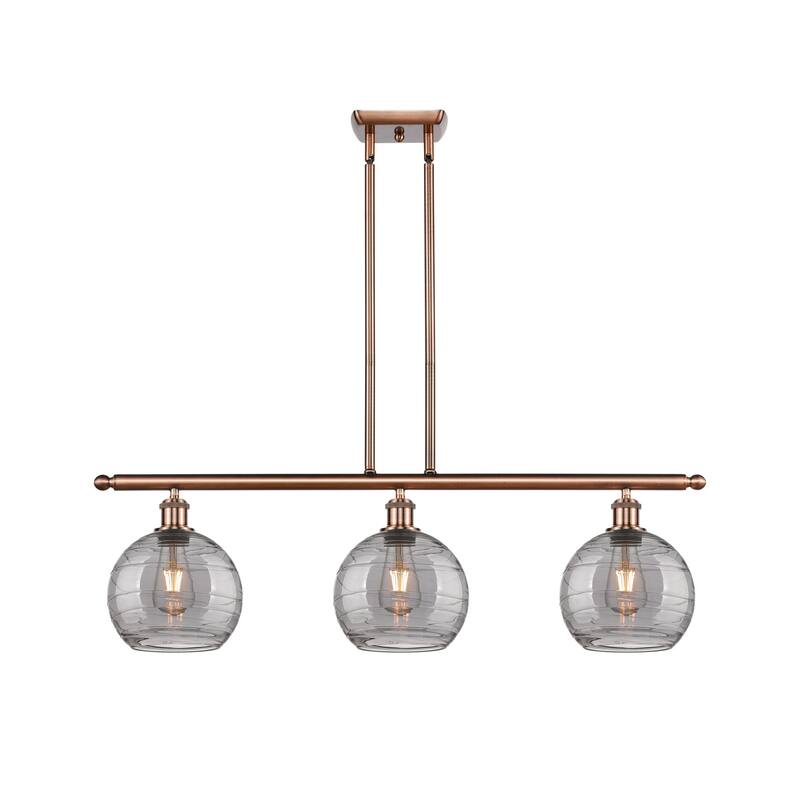 Innovations Lighting 516-3I 10 36 Athens Deco Swirl Chandelier Athens - Antique Copper / Light Smoke Deco Swirl